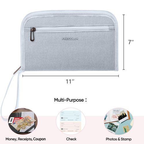 FRECOLSH Receipt Organizer with 12 Pockets 10x6 Receipt Holder Organizer - Small Accordion File Organizers - Cash Organizers for Travel, Business, Gift