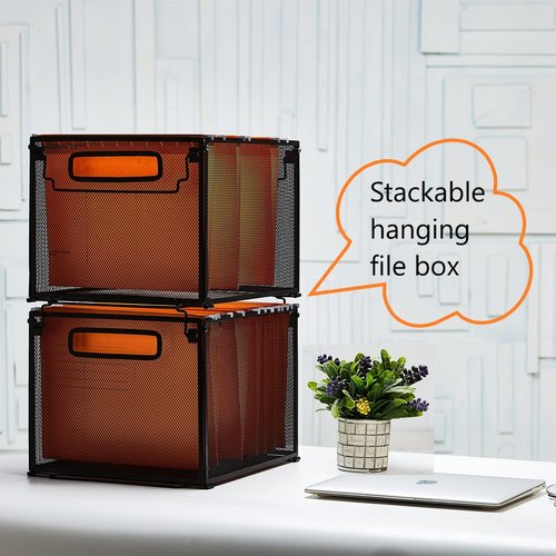 SETTFRFE Letter Size Metal Mesh Hanging File Folder Organizer Crate Basket, Black