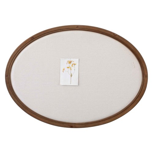 SOFE Large Oval Bulletin Board, Farmhouse Fabric Pin Boards for Walls, 33'' x 24'' Wall Mounted Decorative Vision Message Board for Office Home and School with Pins, Brown