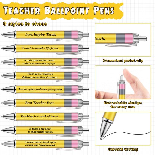 Sinload 36 Set Teacher Appreciation Gifts for Women Included Ballpoint Pens Pencil Shaped Stress Balls Keychains and Organza Bags Teacher Gifts Employee Coworkers
