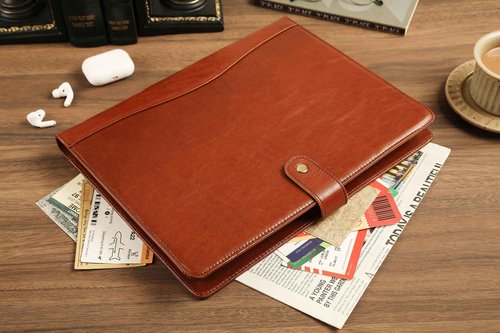 Personalized Leather Padfolio for Men - Business Portfolio with Clipboard, Legal Pad Folio Folder, A4 Letter Size Ideal Business and Corporate Gifts, Oil Brown