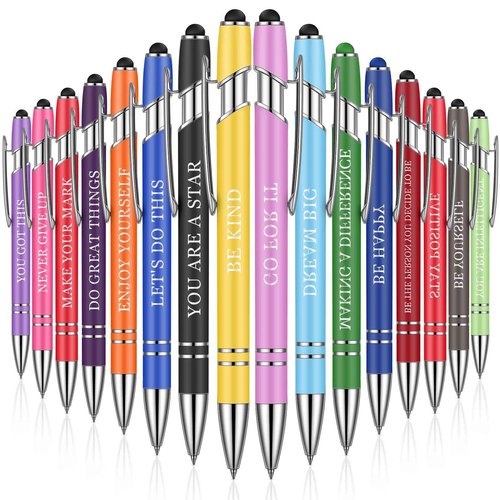 Sherr 80 Pcs Motivational Inspirational Quotes Ballpoint Pens with Stylus Tip 5.6 Inch Funny Ink Pen Bulk Inspirational Gifts for nurse Women Office Supplies Black Ink(Assorted,Encouraging)