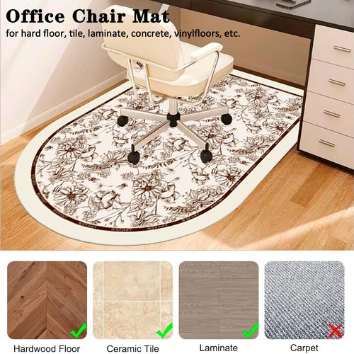 Office Chair Mat for Hardwood & Tile Floors | 39x63 Inch Desk Mat with Lip | Rolling Chair Protector | Computer/Gaming Chair Floor Rug | Anti-Slip Under Desk Mat, Easy to Clean, Machine Washable