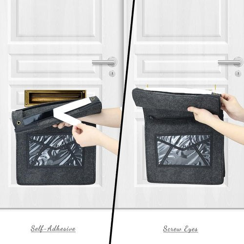 Mail Slot Catcher Bag by [Brand Name] - High Capacity Grey Felt Cover | Space-Saving & Self-Adhesive Home Accessory