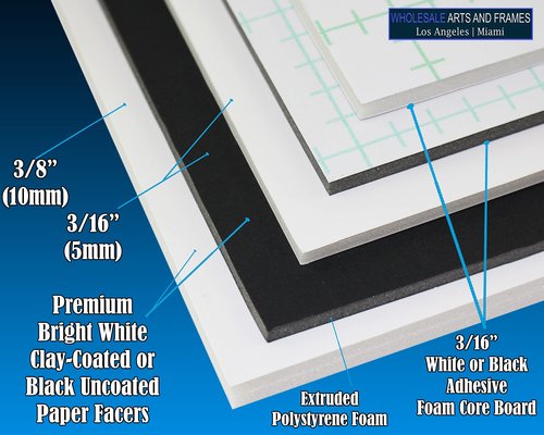 3/16" Black Foam Core Boards 16x20-100 Pack. Many Sizes Available. Acid Free Craft Poster Board for Signs, Buffered Presentations, School, Office and Art Projects