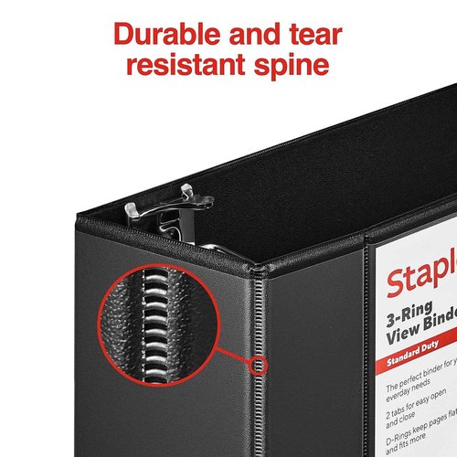 Staples 976180 5-Inch Staples Standard View Binder with D-Rings Black