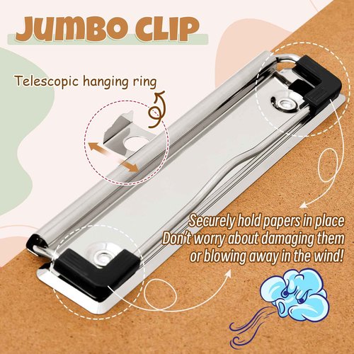 Tenceur 8 Pcs 11x17 Clipboard With Three Clips - Extra Large Horizontal Drawing Clipboard for Office, Home, Teachers Supplies