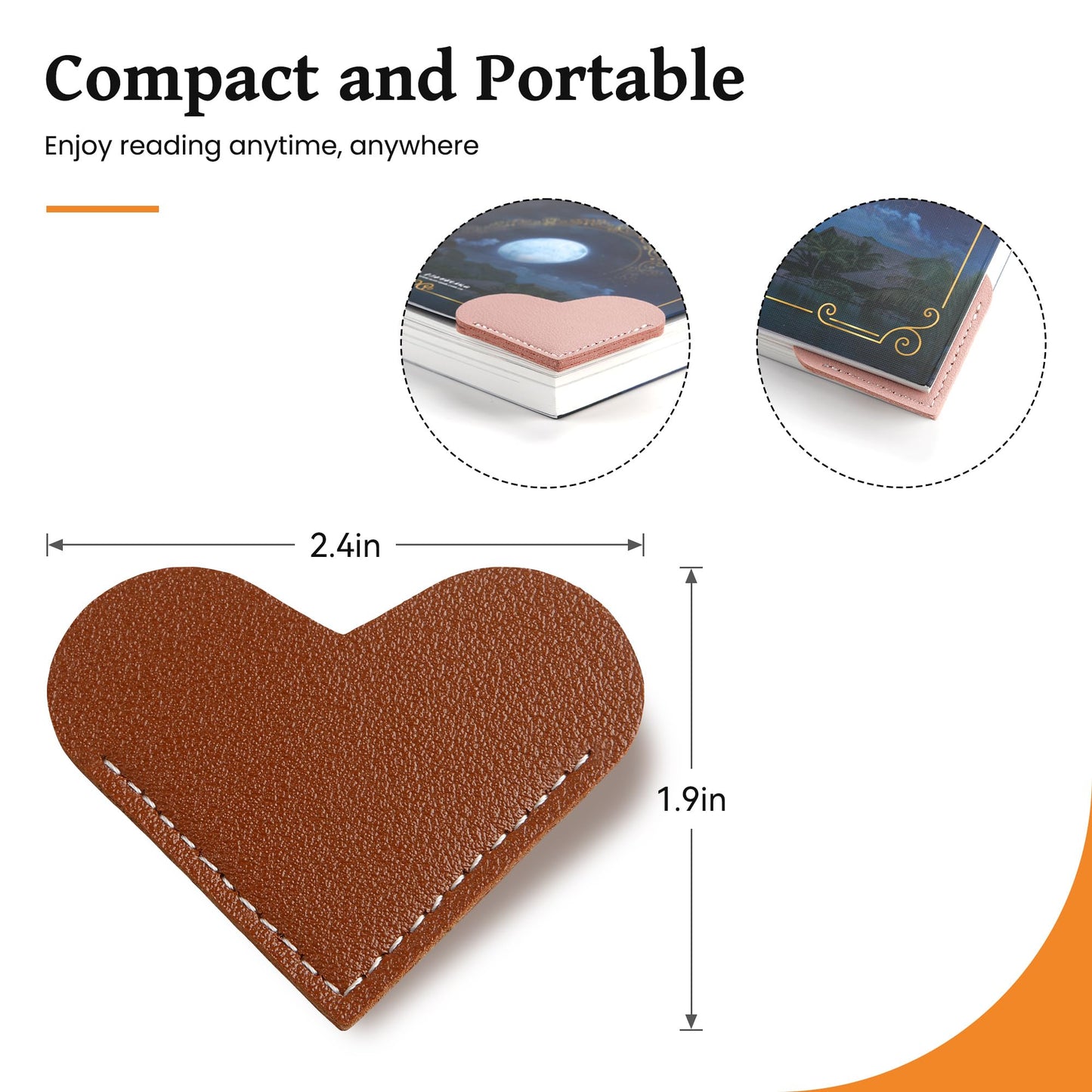 Leather Heart Bookmarks 6 Pieces, Adorable Cute Bookmarks for Book Lovers, Decorative Supplies to Organize Your Bookmark Corner, A Reading Gift for Female Readers, Bookmark Enthusiasts, and Book Clubs
