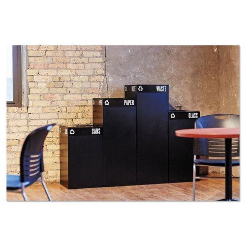 Safco 2981BL Public Square Recycling Receptacle Base, 25-Gallon, (Top Sold Separately), Black