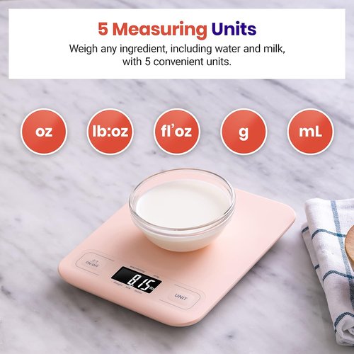 Etekcity Digital Kitchen Scale - Accurate Grams & Ounces Measurement for Cooking & Meal Prep | Medium Pink