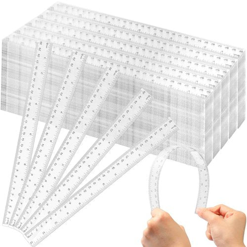 Fumete 300 Packs 12 Inch Clear Plastic Ruler Bulk with Inches and Centimeters Students Drafting Measuring Tool, Metric Rulers for Classroom Office Supplies