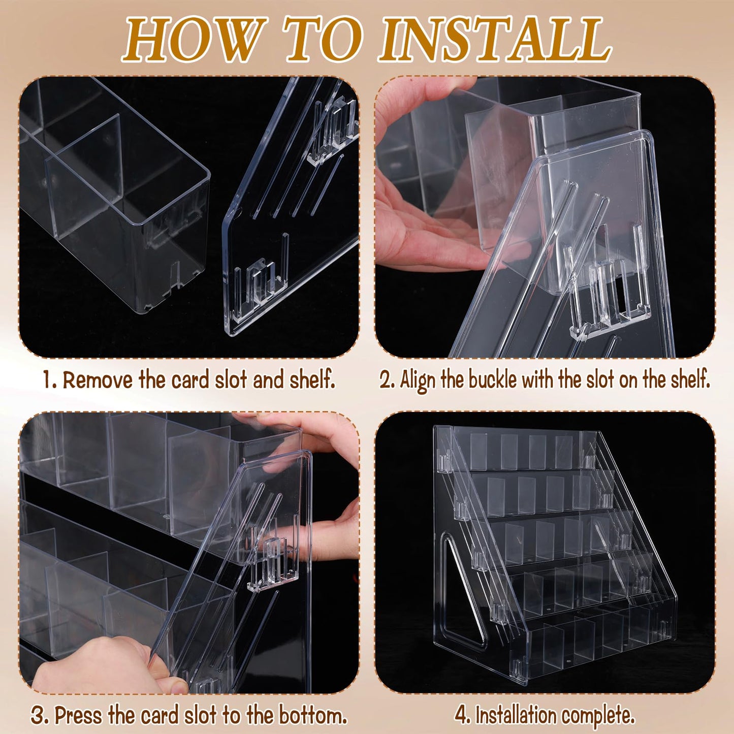 HFYZZ 2 Pcs Acrylic Bookmark Display Stand, 5 Tier Clear Bookmark Riser with 25 Compartments for 2. 5'' Bookmarks, Portable Sticker Holder Greeting Card Display for Business Vendor Retail Store Shop