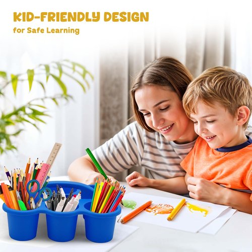 4E's Novelty 4 Pack Caddy for Classroom, Vibrant Classroom Pencil Caddy, Durable Table Cup Drink Holder, Sturdy Schools Desk Bin, Colorful Supply Caddies for School or Home