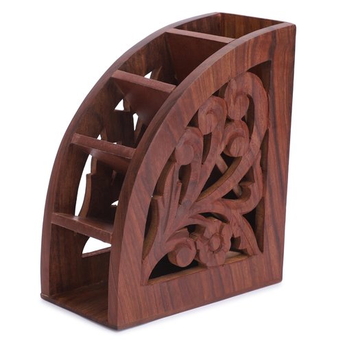 Ajuny Wooden Remote Holder Caddy - Organizer For Spinning, Desk Rotating Organizer/Caddy for TV Remote Controllers,Pen,Calculator Media Player,DVD,Office Supplies,Mobile Phone Storage Box