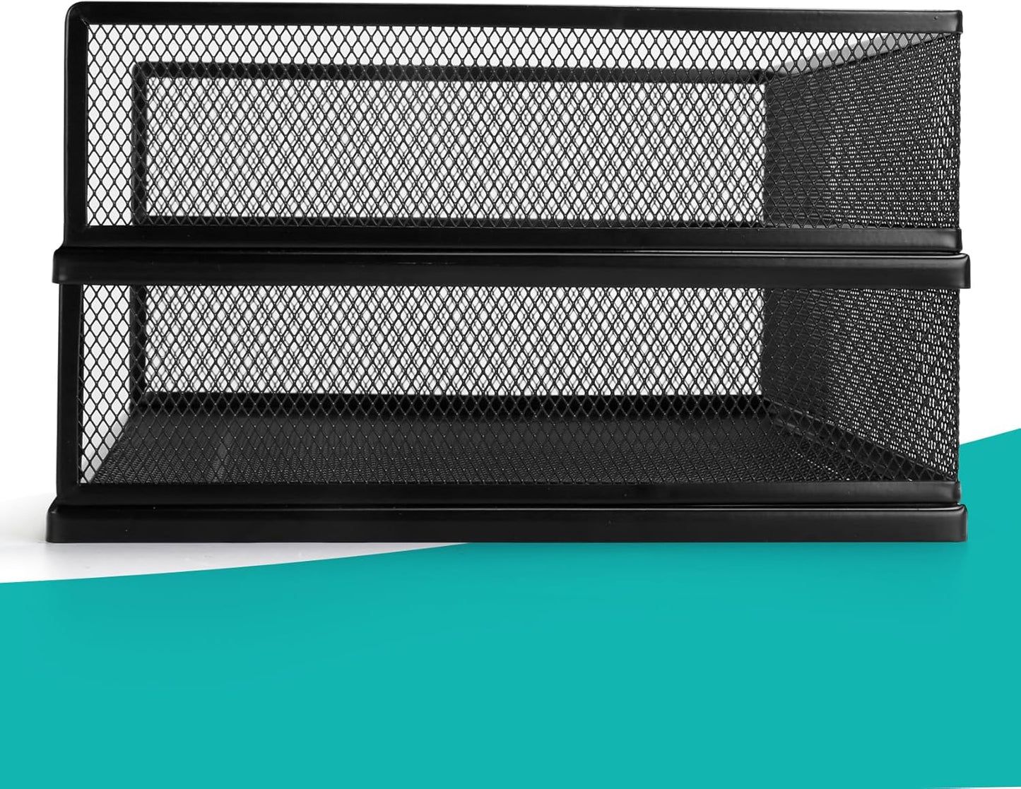 Wire Mesh Letter Trays - Stackable Metal Desk File Organizer for Office Supplies | 2 Pack
