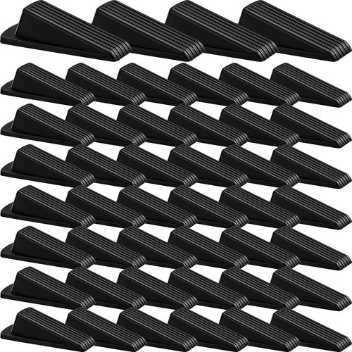 Frienda 48 Pcs Door Stoppers Bulk Rubber Stop Height up to 1.2 Inches Wedge Stopper for Heavy Duty Door Bottom Carpet Tile Concrete Wooden Floor (Black)