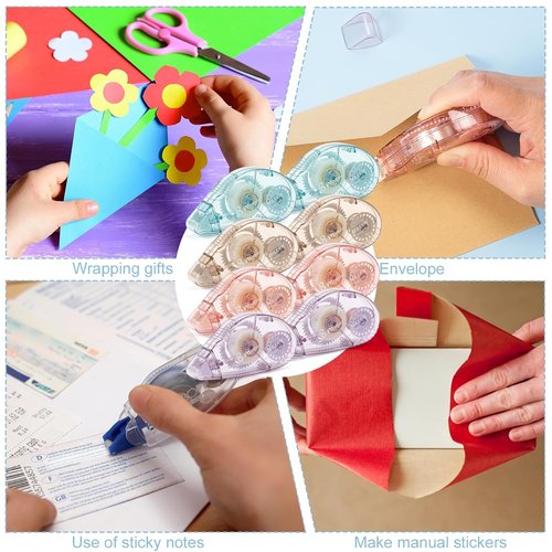 Double Sided Tape Roller - 8 Pack Adhesive Craft Supplies | Perfect for Scrapbooking & Journaling (0.31 in X 26.25 ft)