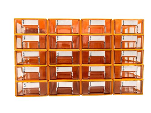 Stackable Storage Drawers Set of 20, Plastic Drawers Organizer for Small Parts Screw Craft Organizer, Mini Drawer Organizer with Dividers and Paper Labels(ORANGE)