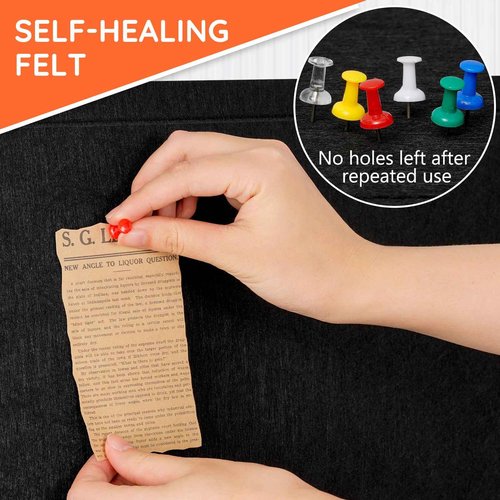 DOLLAR BOSS Large Bulletin Board 60" x 36" Foldable Felt Cork Board, Decorative Pin Board for Wall 5' x 3' Photo Display Board for Office Home School with 20 Pins, Black