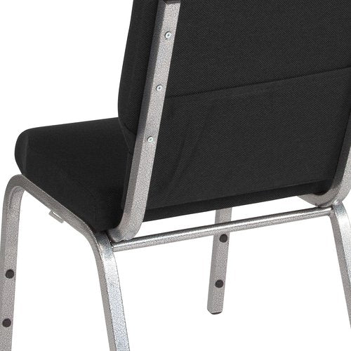 Flash Furniture HERCULES Series 18.5''W Stacking Church Chair in Black Fabric - Silver Vein Frame