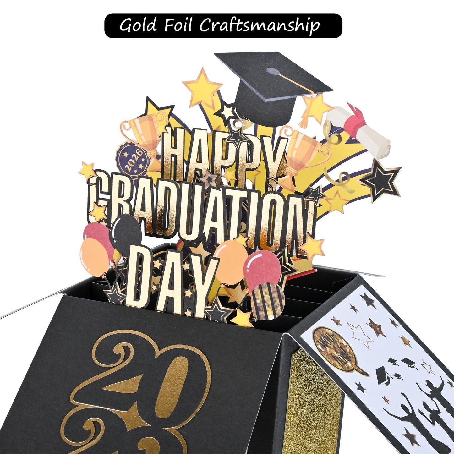 POPGIFTU Graduation Pop Up Card 2026 – 3D Happy Graduation Card with Envelope, Congrats Grad Cards for High School or College Graduate, Money & Gift Card Holder