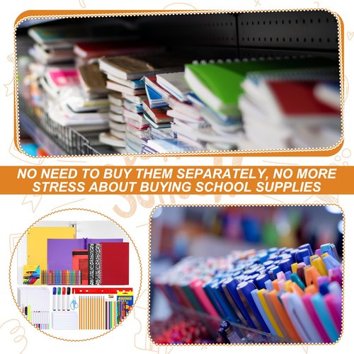 AmazingSpark 80 Pcs Back to School Supplies Kit for Second and Third Grade Students Elementary School Essentials Bundle Pack Includes Folders Notebooks Pencils Markers Crayons Pens