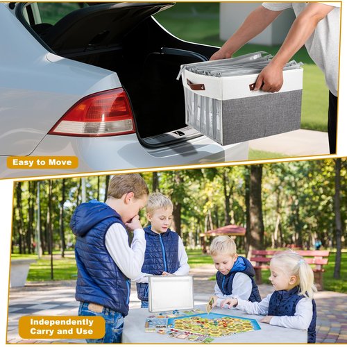Large Board Game Storage with 6pcs Double-Layer B4 Zipper Bags, Board Game Organizer with Clear Window and DIY Label,Game Storage Containers for Office Supplies,Puzzles,Building Blocks,Craft Product