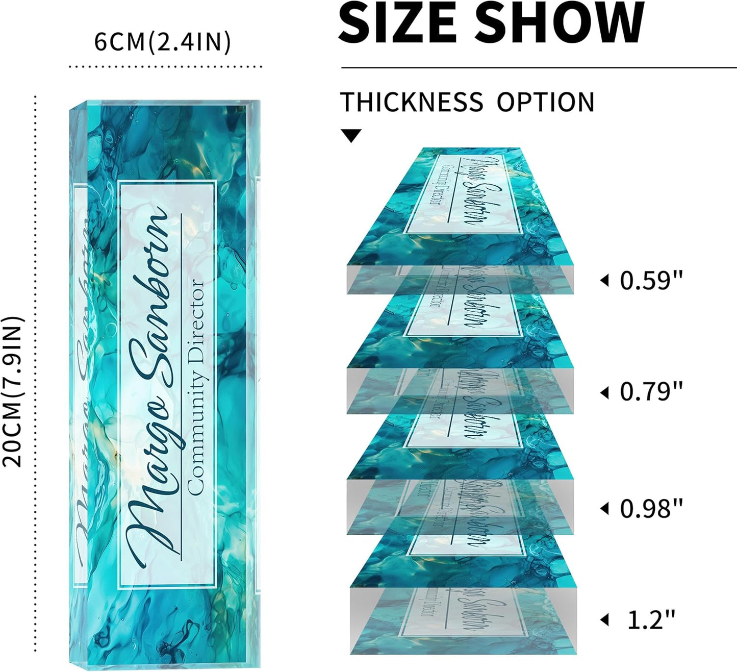 Skiennix Personalized Desk Name Plate - Custom Acrylic Office Accessory | Ideal Gift for Coworkers & Teachers (Ocean)