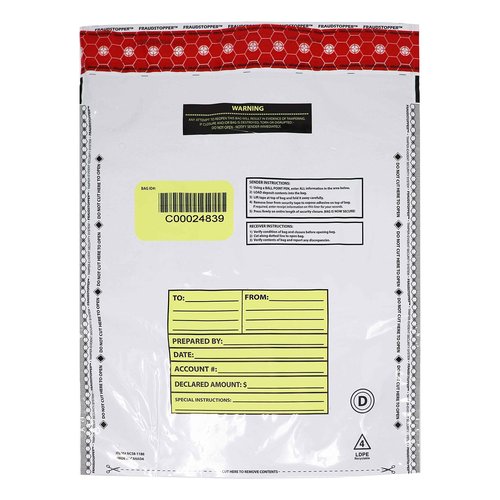 Nadex Tamper Evident Cash and Coin Bank Deposit Bags for Fraud Prevention, 12 x 16, Opaque, 100 Pack