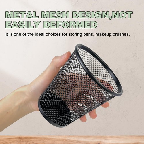 Zmarthumb 12 Packs Pen Holders, Mesh Pen Cup, Metal Pencil Holders for Desk, Multifunctional Organizer for Office School Home Makeup Brush (Black)