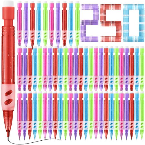 Fuyoooo 250 Pcs Mini Mechanical Pencils Automatic Pencils with Erasers 0.7 mm Small Point for Writing Drawing Sketching Home Office School Supplies
