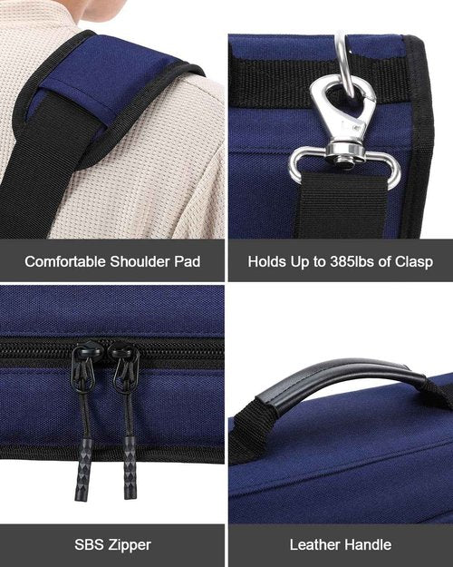 Banero 3" D-ring Zipper Binder with 700+ Sheets Capacity, 3-ring Zip Up Binder with Shoulder Strap for School, College, Office, Compatible with 13" MacBook & 12.9" Tablet (Dark Blue)