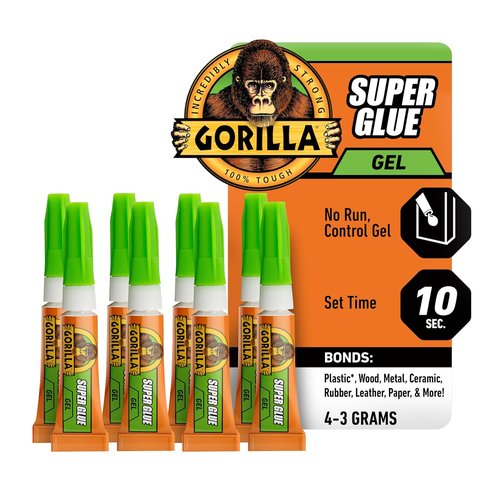 Gorilla Super Glue Gel - Clear All-Purpose Fast-Setting Adhesive | Four 3g Tubes (Pack of 2)