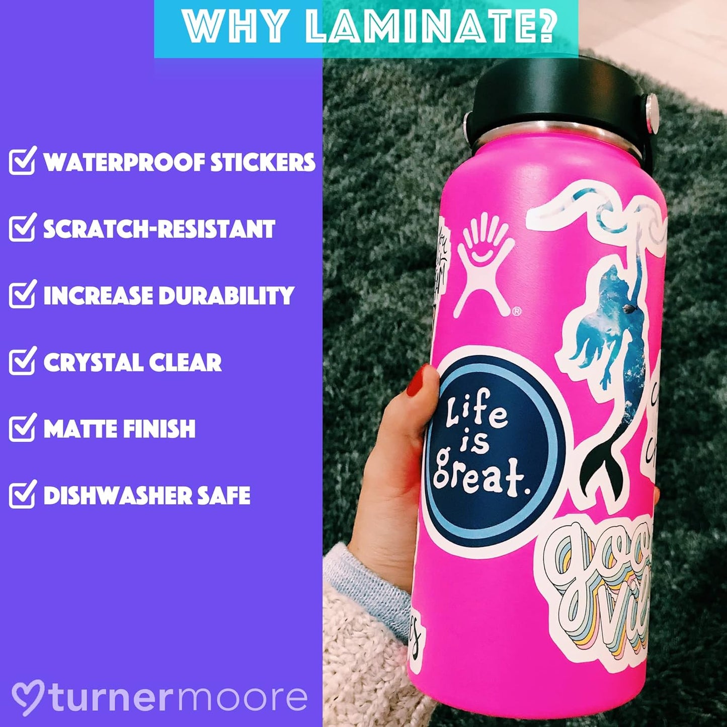 Turner Moore Edition Matte Clear Sticker Laminate Roll - Waterproof Self-Adhesive, 12" x 15FT for Cricut & Stencils