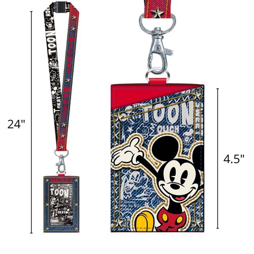 Needzo Mickey and Minnie Mouse Travel Wallets with Detachable Neck Straps, Card and Badge Lanyards with Clear ID Slot, 2024 Back to School Supplies, Pack of 2, 24 Inches