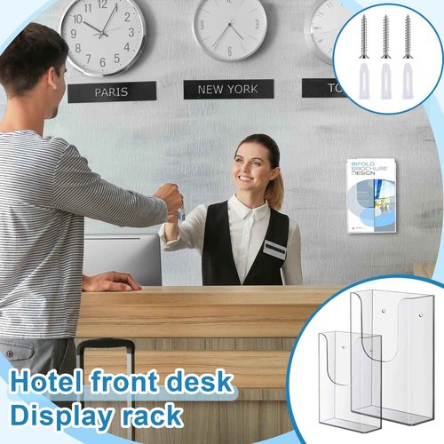 Blulu 20 Pcs Acrylic Brochure Holder Wall Mount, 4 x 6 Inches Clear Flyer Holder Rack, Plastic Pamphlet Stand with Nails for Magazine, Booklet, Card, Bookmark Display, Home Office and Church Supplies