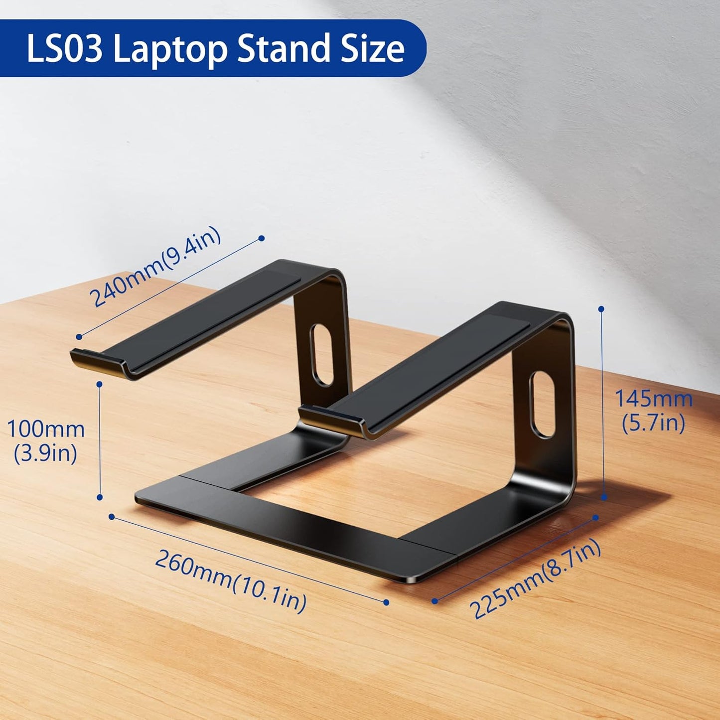 BESIGN LS03 Aluminum Laptop Stand - Ergonomic Detachable Riser for 10-15.6" Laptops | Black