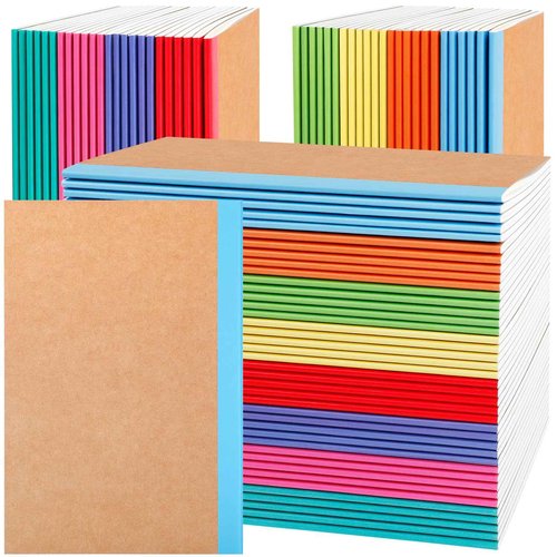 Vyndicca 96 Pack Composition Notebooks Bulk, 8.3 "X 5.5" College Ruled Lined Notebooks, Kraft Cover Notebook Journals with Rainbow Spines, Composition Notepad for Home Office Supplies, A5, 8 Colors