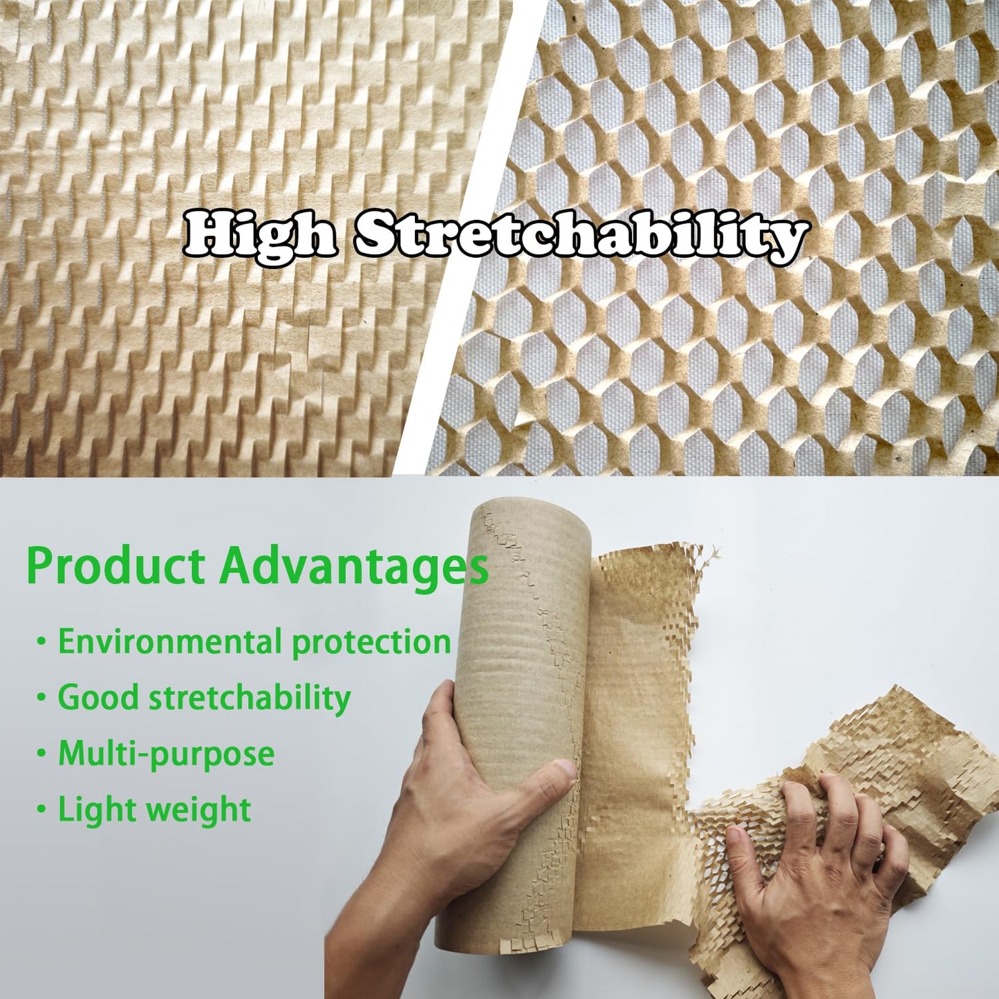 Honeycomb Packing Paper 12" W x 60' L Packing Paper for Moving Products & Gifts Honeycomb Wrapping Paper Recyclable and Biodegradable Cushioning Packing Material with 20 Fragile Stickers
