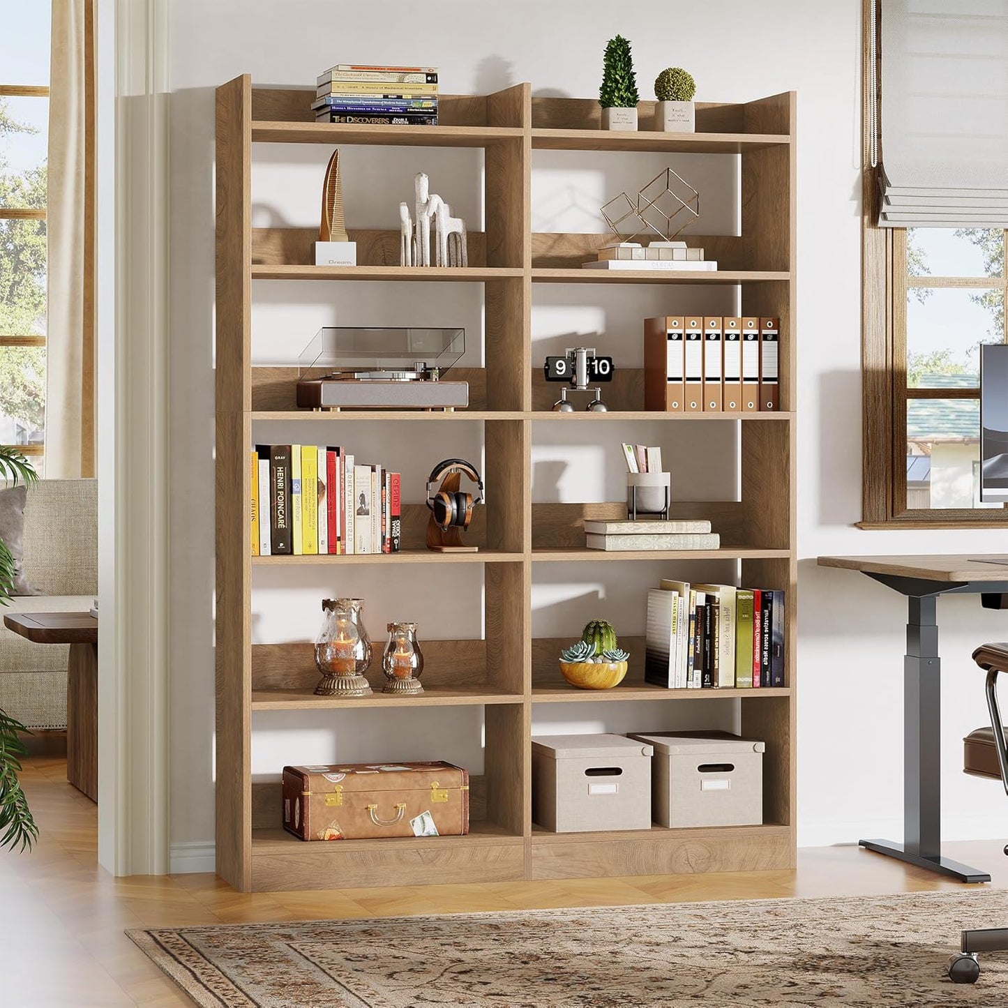 Tribesigns 70.87'' Tall Bookshelf - 6-Tier Rustic Brown Farmhouse Display Storage for Home & Office