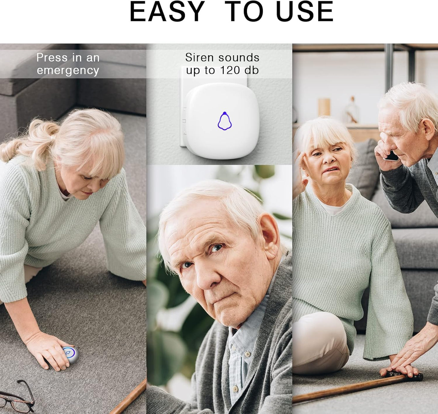 Wireless Caregiver Pager - Medical Alert System with 3 Call Buttons & Receivers for Seniors
