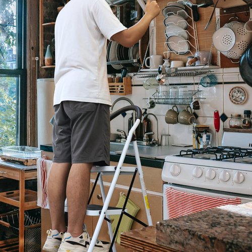 Big Red 3 Step Ladder, 400lbs Ergonomic Folding Stool with Anti-Slip Pedal, Step Stool with Padded Handle for Kitchen, Household, Offices, ATRJZ9023BR, Torin