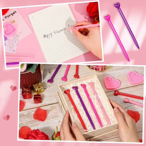 100 Pcs Valentine‘s Day Heart Shaped Ballpoint Pens Retractable Metal Ballpoint Pen with Black Ink Party Favor for Office School Classroom Valentine‘s Day Wedding Party Supplies, 4 Colors