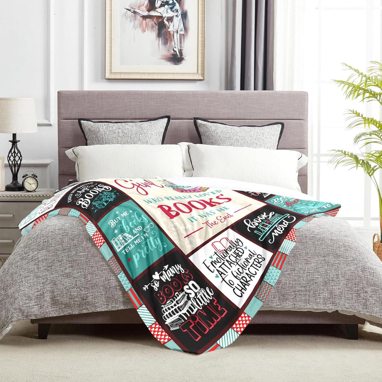 Skiennix Book Lovers Throw Blanket - Cozy 60"x50" Gift for Readers & Bookworms | Perfect for Book Clubs