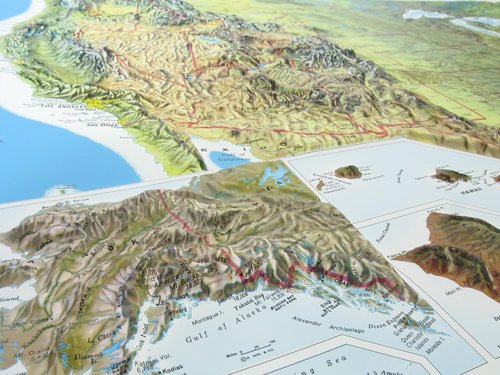 Rand McNally 3D USA Raised Relief Map - Topographic Wall Art | 34.5" x 22" | Durable Vinyl Design
