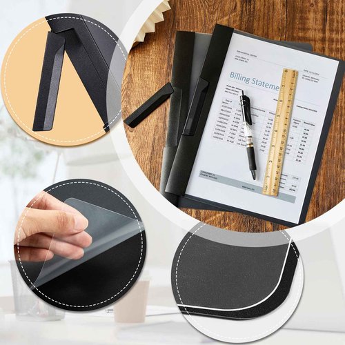 Maitys 50 Pack Clear Report Covers with Clip 11.4 x 9 Inch Presentation Folders Transparent Front Portfolio Folders for Letter Size(Black)