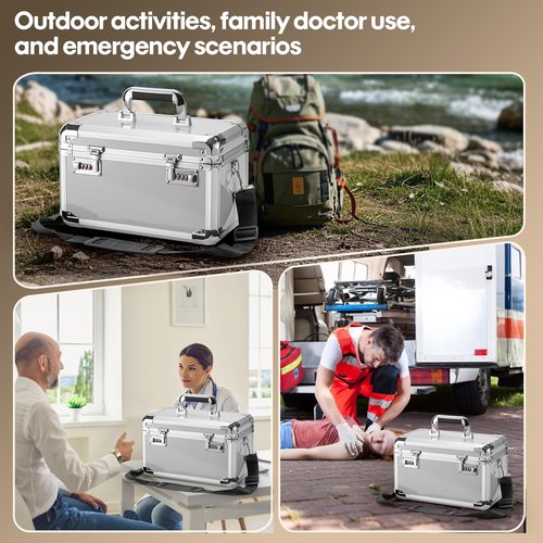 LOCKCURX Aluminum Alloy Lock Box with Code, Lockable Storage Box for Medicine, Cash, Phone & Valuables – Childproof, Portable & Durable – 17.2x10.6x10.4 Inch Silver– Home, Office, School Use