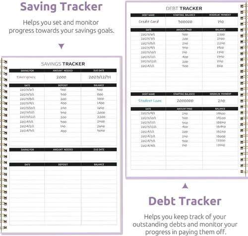 Budget Planner - Undated Monthly Expense Tracker & Bill Organizer | Finance Notebook in Lavender