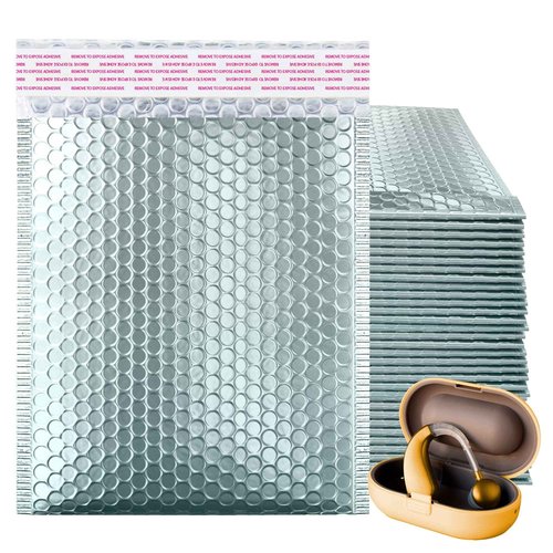 ABC PACK & SUPPLY Ice Blue Metallic Bubble Mailers, 9.5 x 13.5 Inches. Pack of 25 Metallic Bubble Envelope Mailer. Padded Envelopes Waterproof. Opaque Self Seal Mailers for Cosmetics