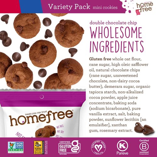 Homefree Treats You Can Trust Gluten Free Mini Cookies, Single Serve, Variety Pack (Pack of 30)